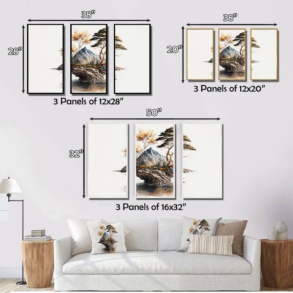 Designart "Bonsai Tree On A Rock III" Tree Bonsai Framed Canvas Art